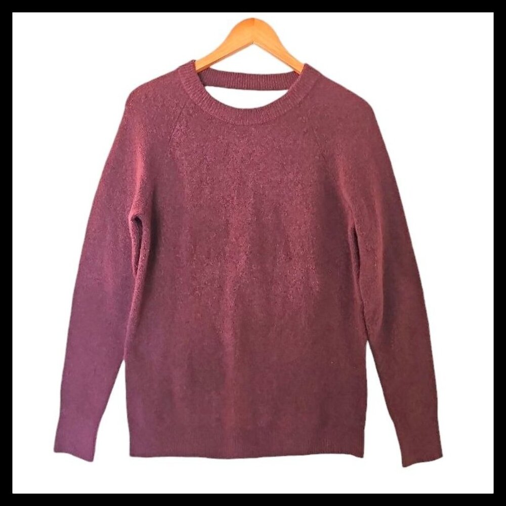 Ann Taylor‎ LOFT Outlet Red Wine Sweater M Medium V Back Soft